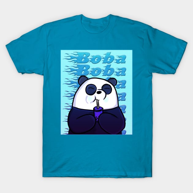 Retro Boba Panda T-Shirt by RoserinArt